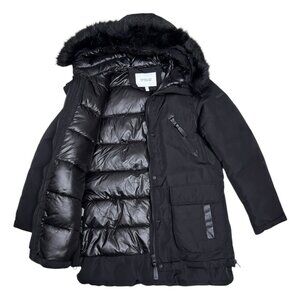 DEREK LAM 10 CROSBY Faux Fur Luxury Designer Winter Puffer Parka Coat Womens M